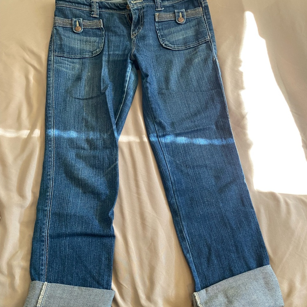 Medium dark blue jeans